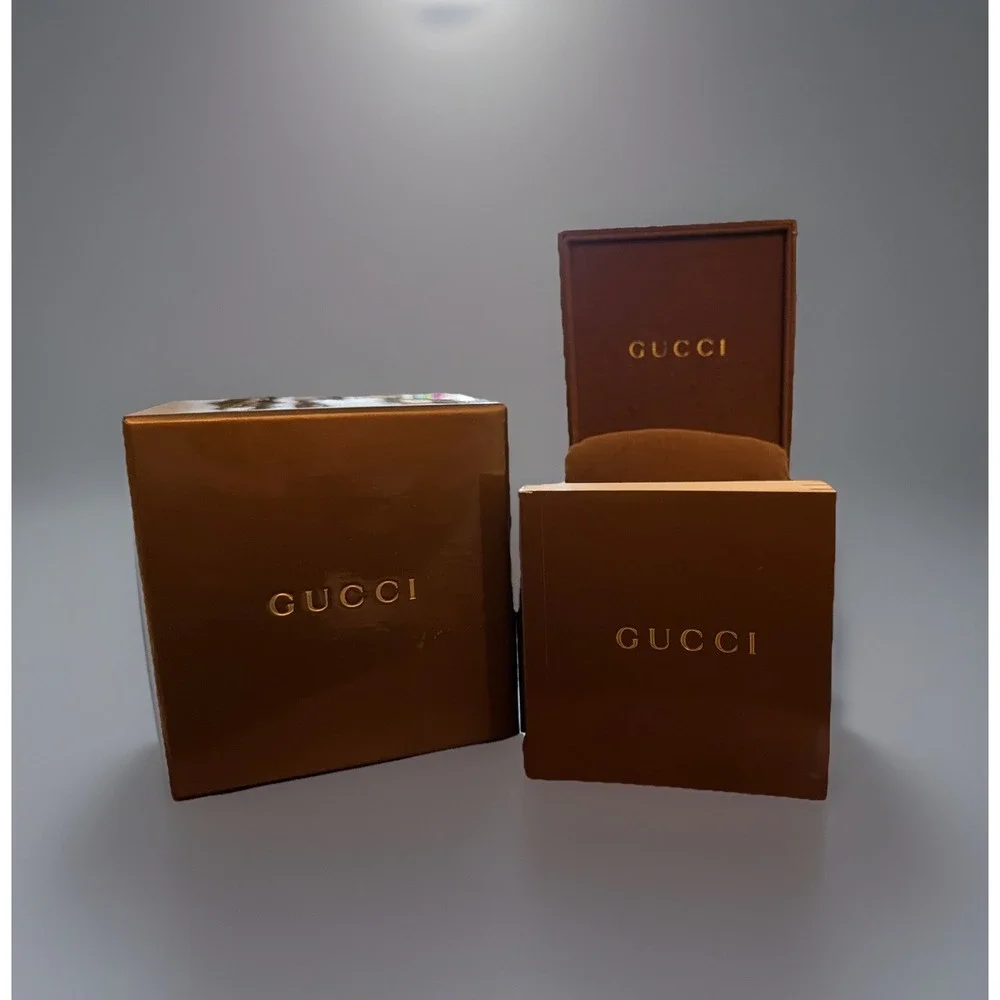 Gucci Watch Box Presentation Brown Cardboard Display Gift Empty With Booklet